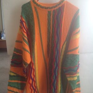 Sz LG Men's Bergati Coogi-Style BIG Multi Sweater
